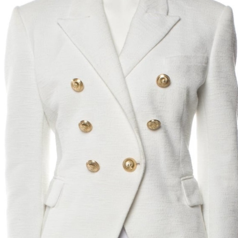 Balmain White Blazer with Gold Buttons
